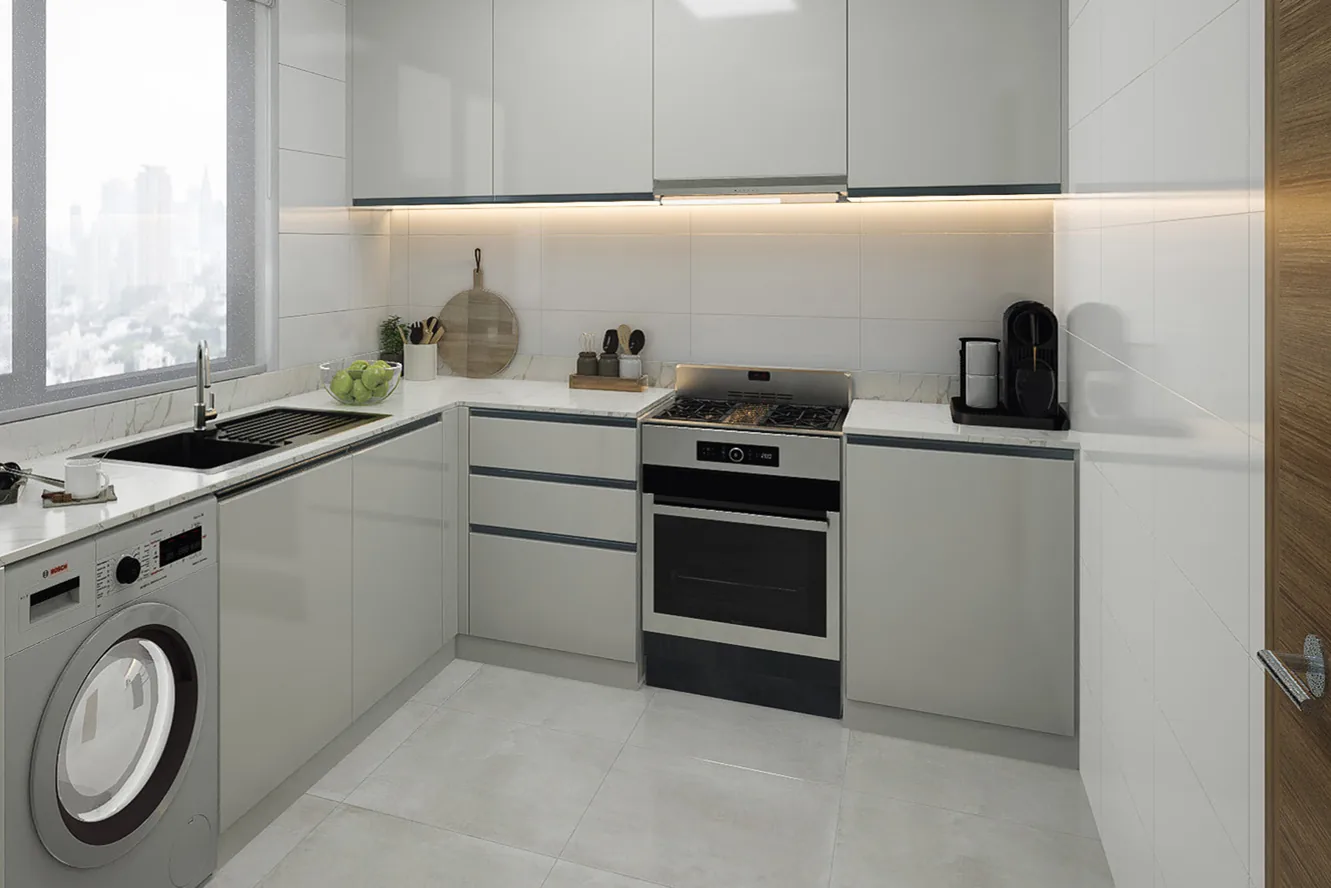 Apartments with separate kitchens and built-in furniture
