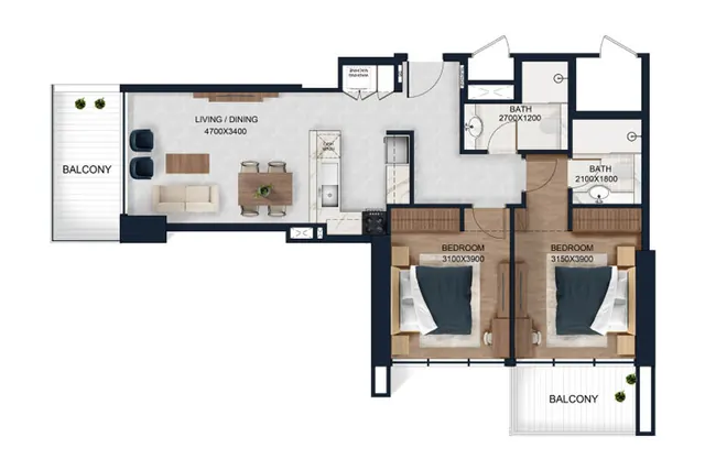 2 bedroom apartment