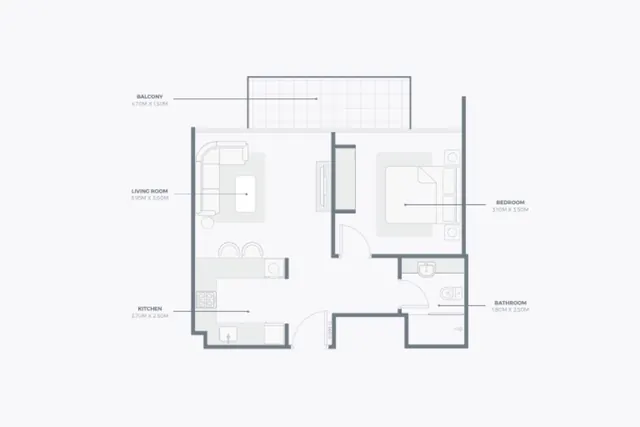 Unit type A - 1 bedroom