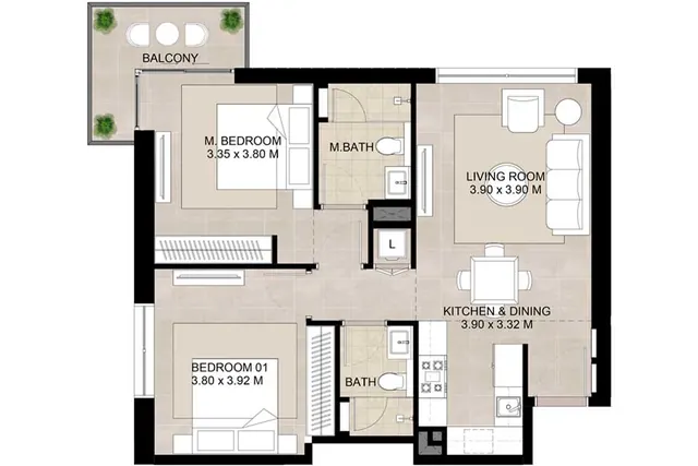 2 bedroom apartment