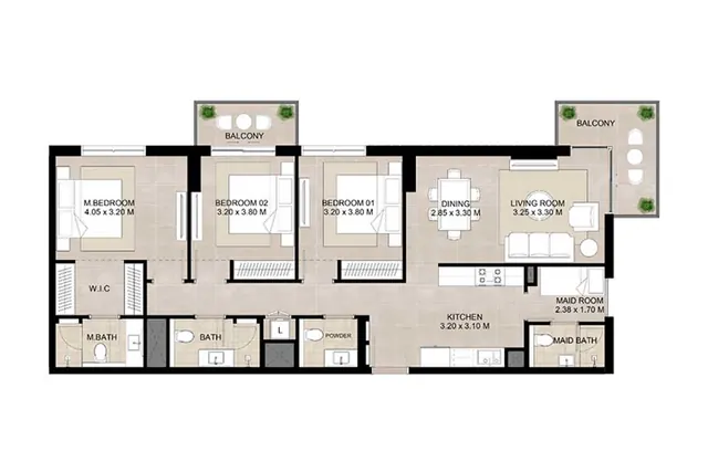 3 bedroom apartment