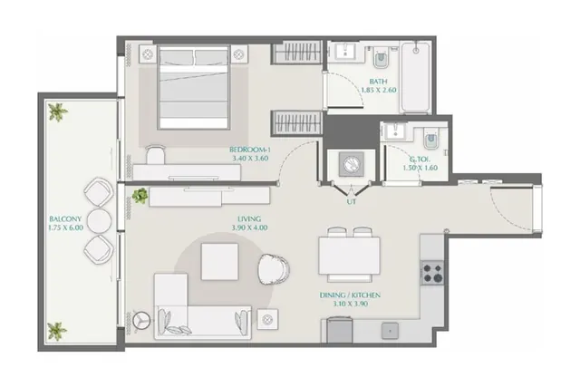 1 bedroom apartment