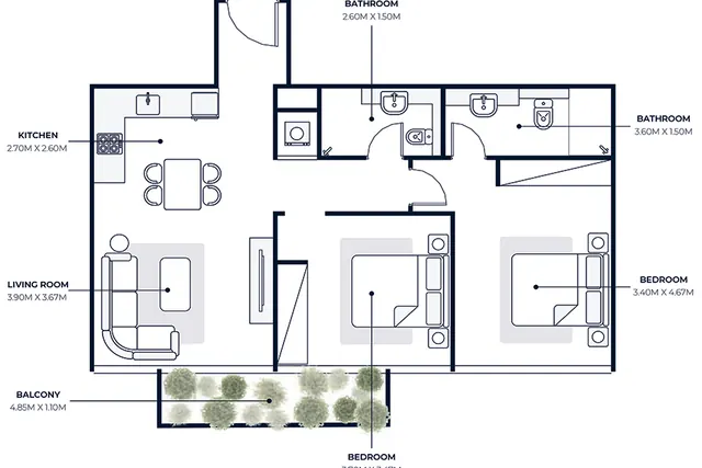 2 bedroom apartment