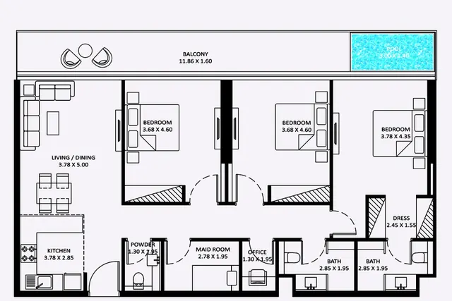 3 bedroom apartment