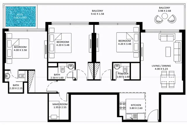 3 bedroom apartment