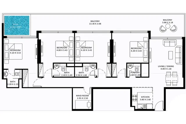 4 bedroom apartment