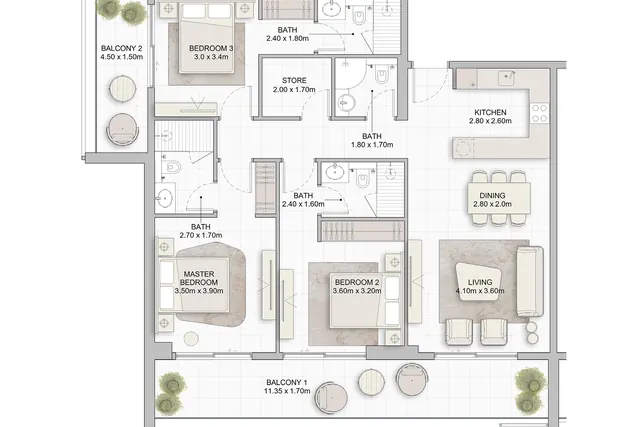 3 bedroom apartment