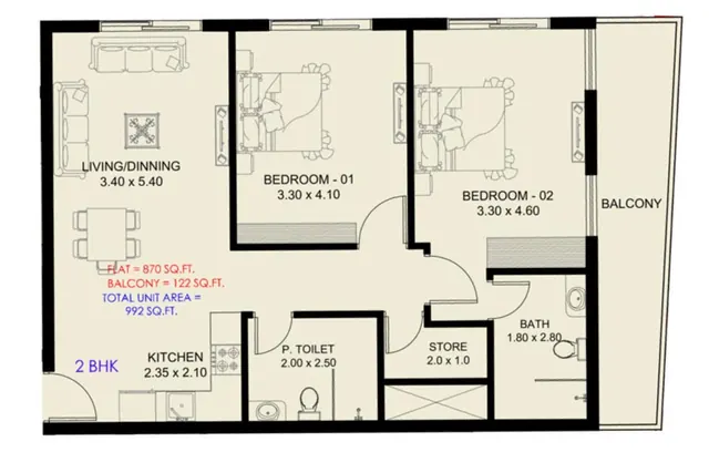 2 bedroom apartment