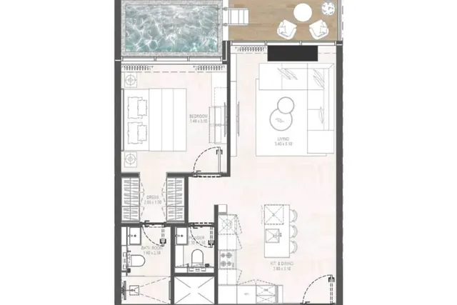 1 bedroom apartment with pool