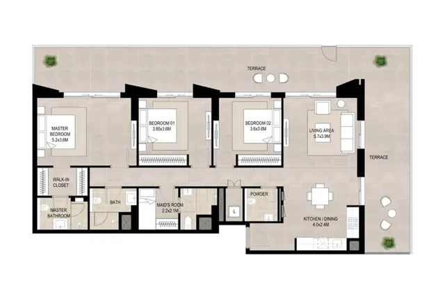 3 bedroom Duplex apartment
