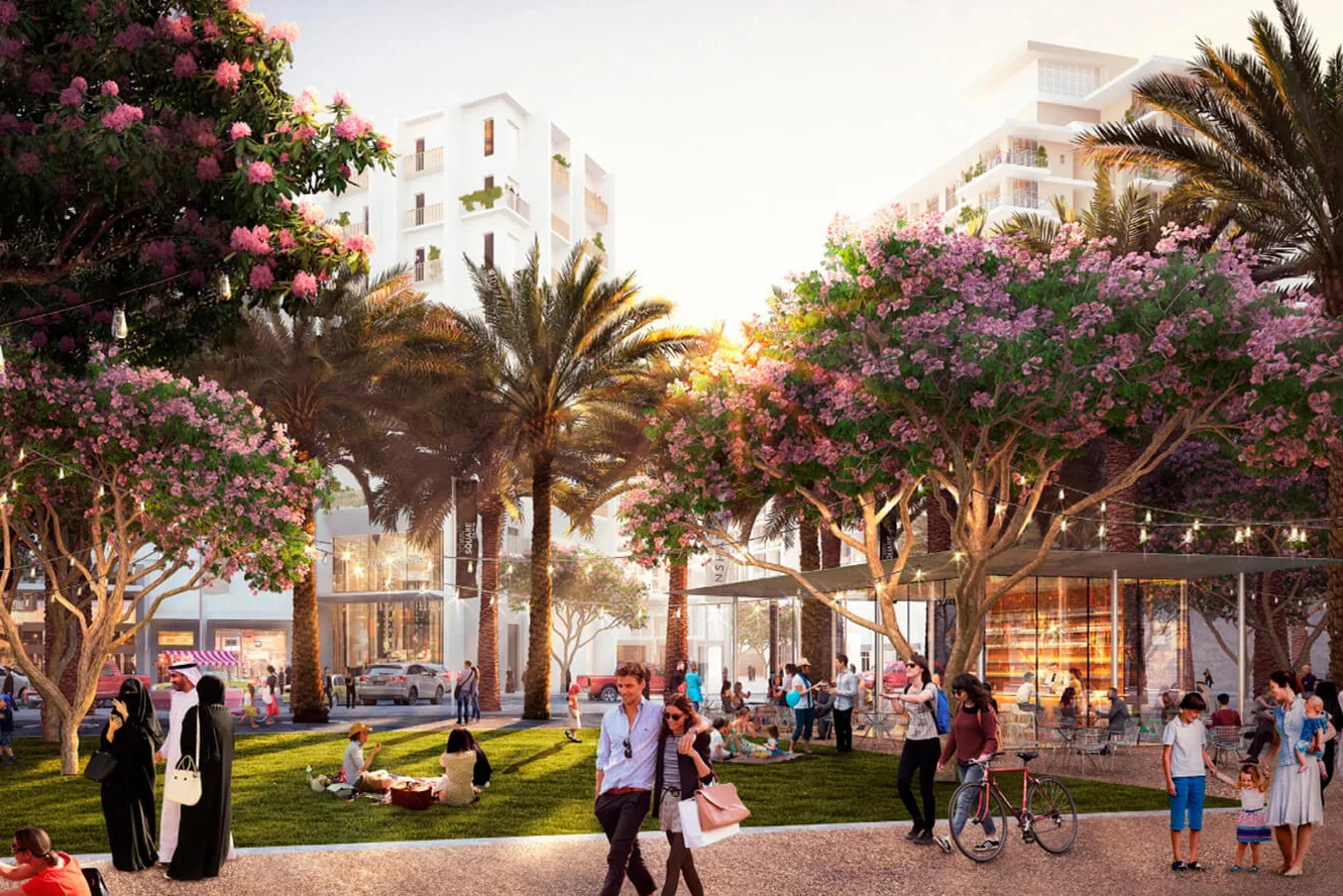 Green community with abundant parks and green areas