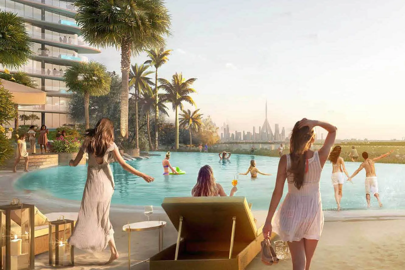 Location near the lagoon on a podium