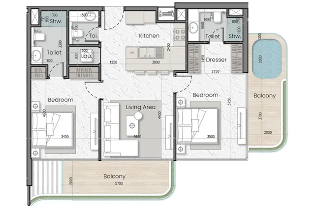 2 bedroom apartment