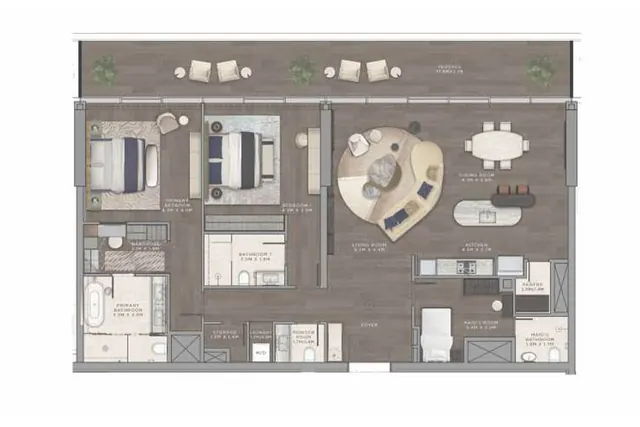2 bedroom apartment + maid room
