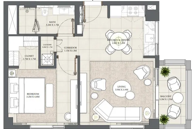 1 bedroom apartment