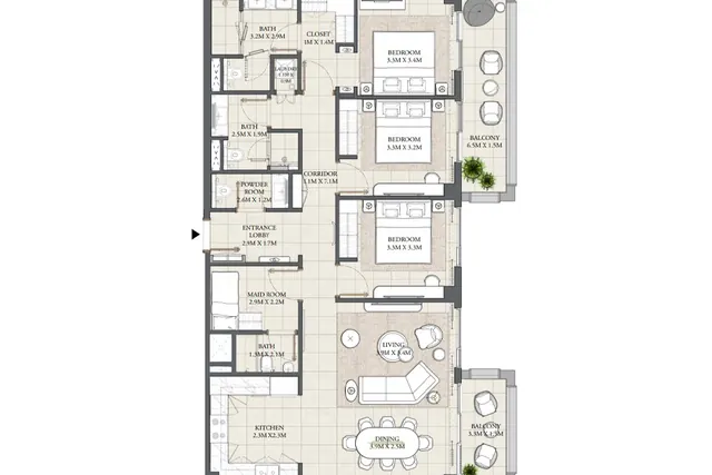 3 bedroom apartment