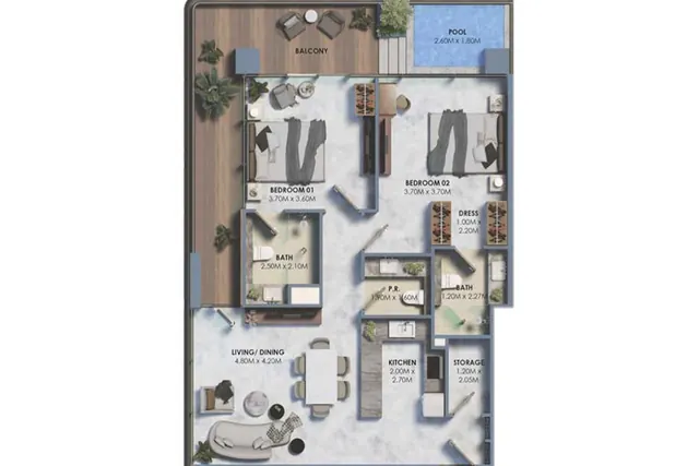 2 bedroom apartment