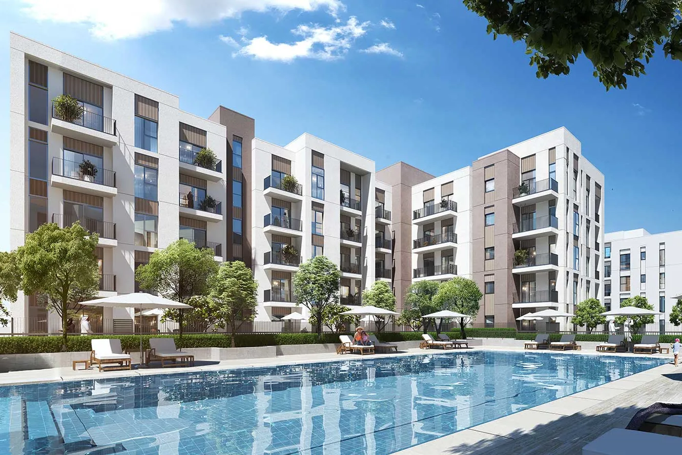 Low-rise buildings in the style of Bluewaters