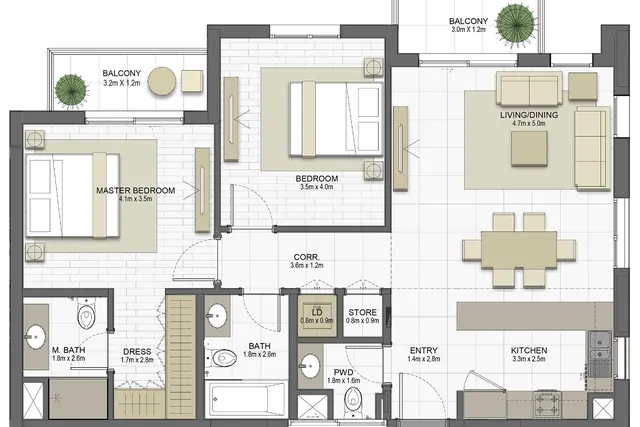 2 bedroom