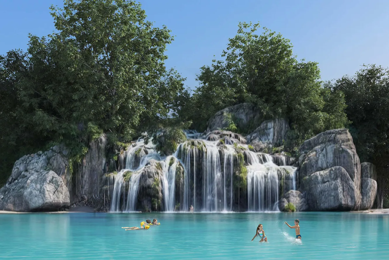 Waterfall lagoon in the greenery
