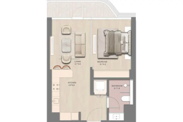 1 bedroom apartment