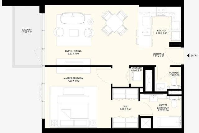 1 bedroom apartment