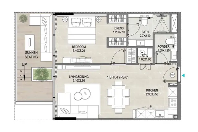 1 bedroom apartment