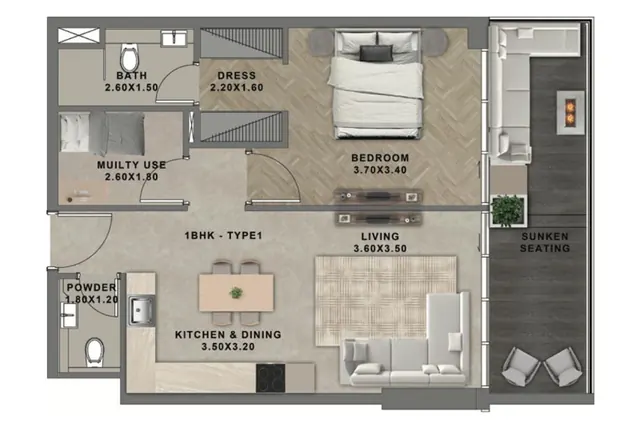 1 bedroom apartment
