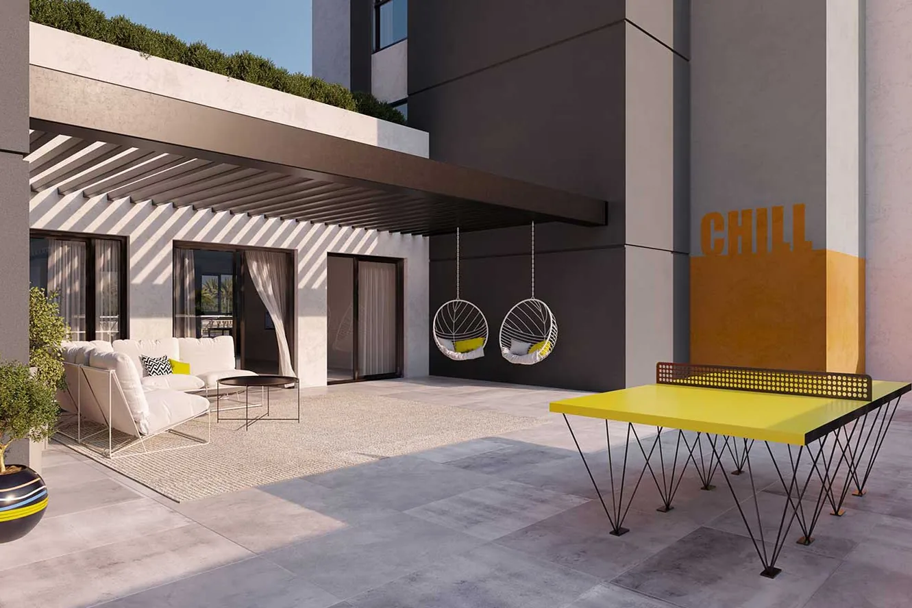 Open roof terrace and seating area