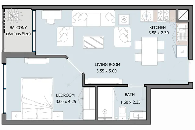 1 bedroom apartment