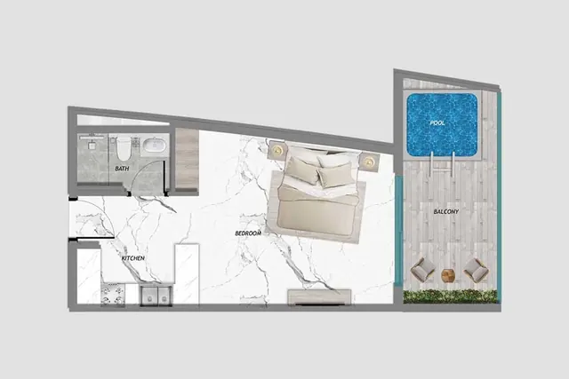 Studio with pool