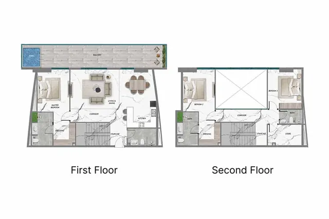 3 bedroom Duplex apartment with pool