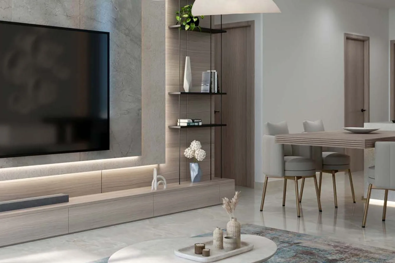 Modern apartments with furniture and appliances