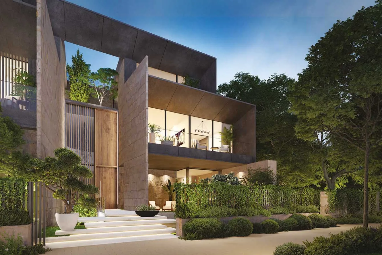 "Living" houses embraced by water and lush greenery