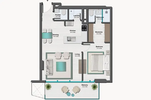 1 bedroom apartment