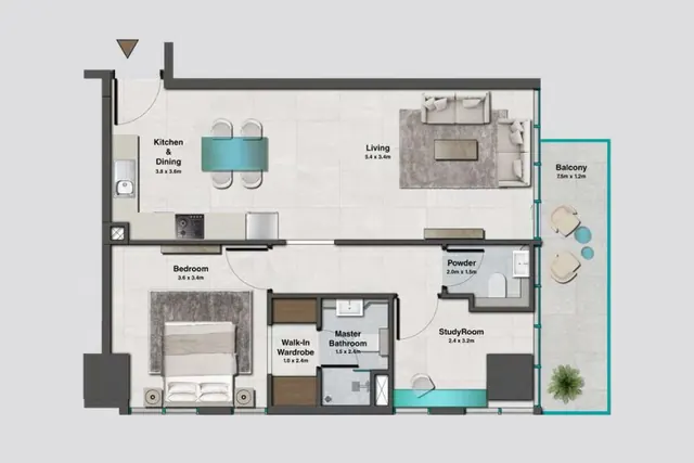 1,5 bedroom apartment