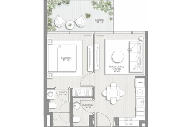 1 bedroom apartment