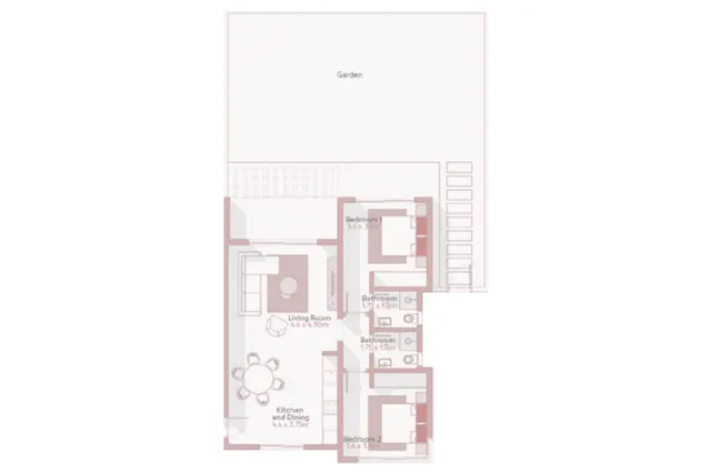 2 bedroom apartment with garden