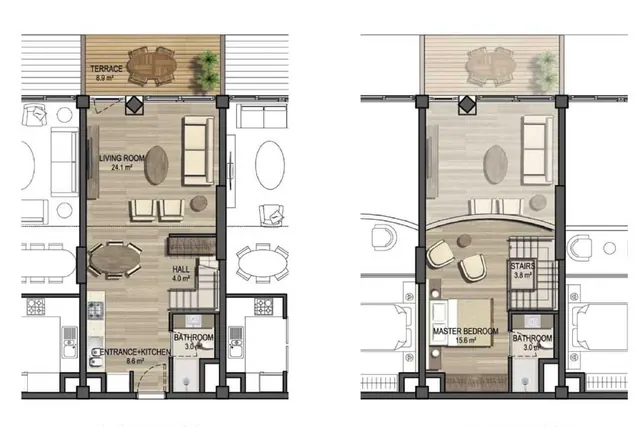 1 bedroom Duplex apartment