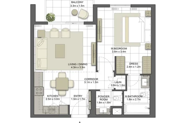 1 bedroom apartment