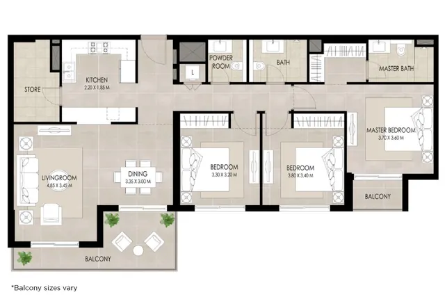 3 bedrooms