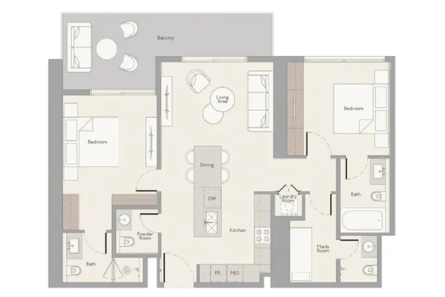 2 bedrooms