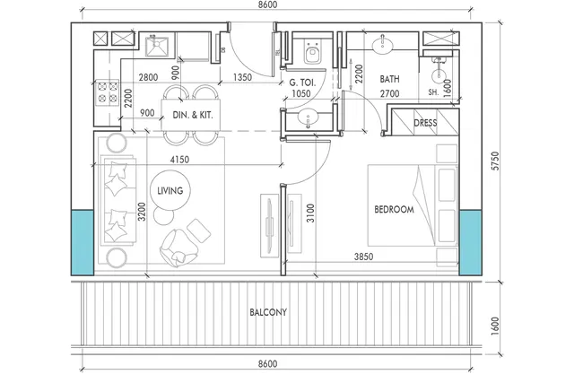 1 bedroom + pool apartment