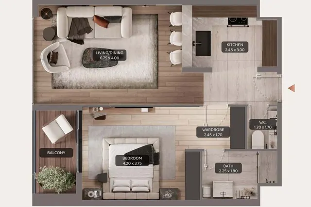 1 bedroom apartment