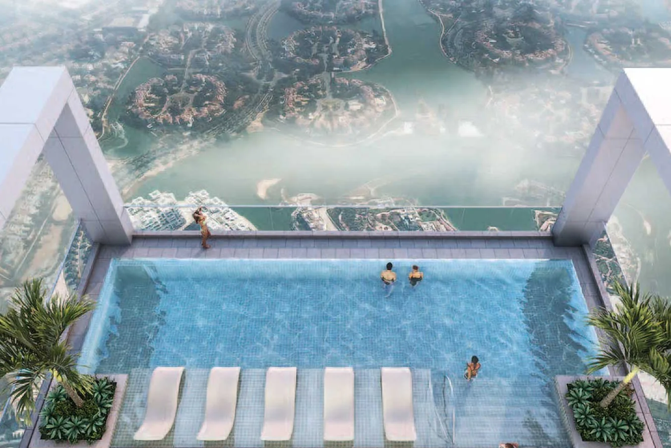 Rooftop lounge with swimming pool and conference room