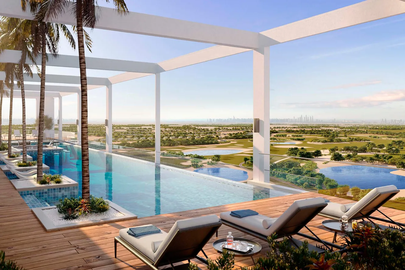Rooftop swimming pool, terrace, and observation deck