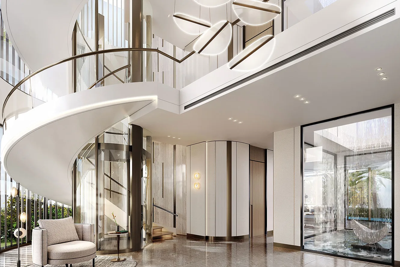 Secluded villas with pools, elevators, and landscaped plots